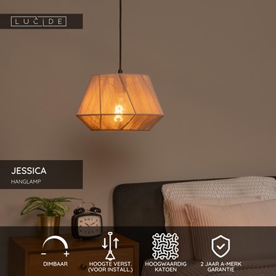 Lucide JESSICA - Hanglamp - 1xE27 - Grijs